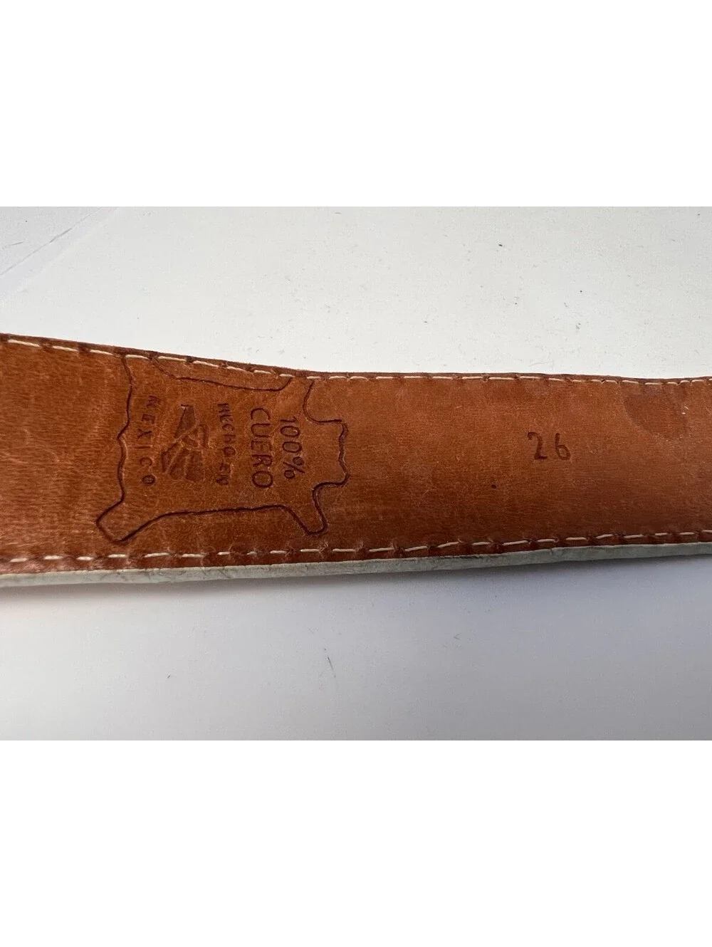 Tres Compadres Genuine Hornback Crocodile Off White Belt Size 26 Made In Mexico
